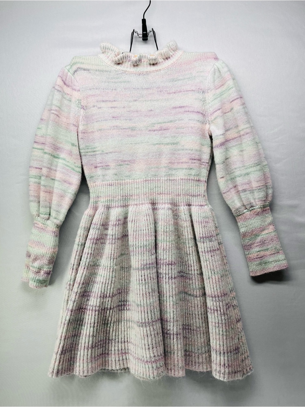 Janie and Jack Pastel‎ Stripe Ruffle-Neck sweater Dress